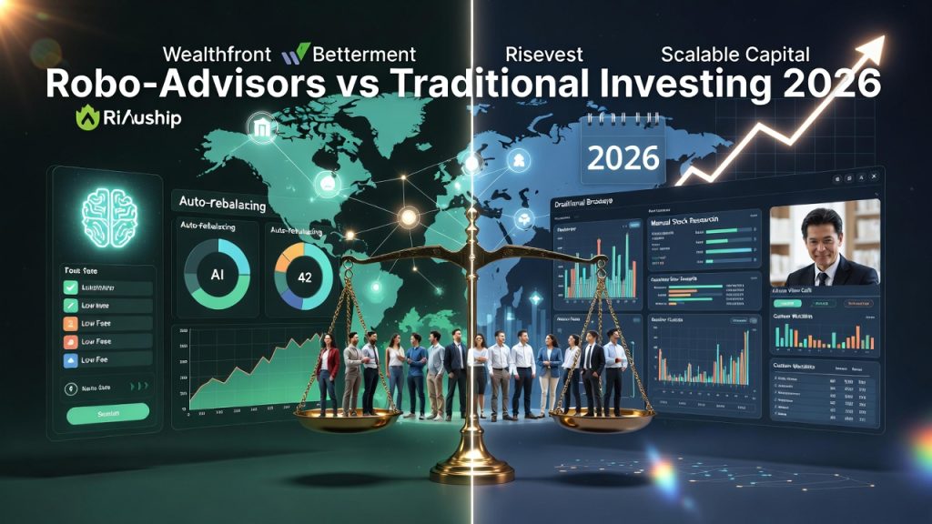 robo advisors vs traditional investing 2026, best robo advisors global comparison, robo advisor platforms 2026 beginners, automated investing vs manual 2026