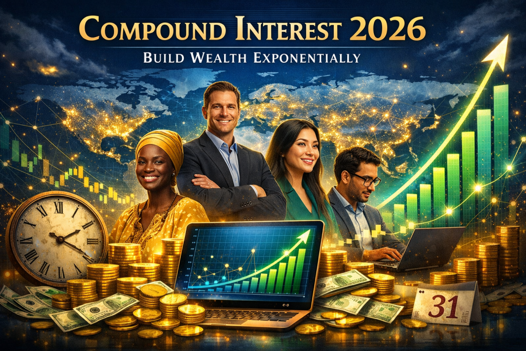 compound interest 2026, exponential wealth building, global investing, long-term investing, passive income, wealth accumulation, financial strategies