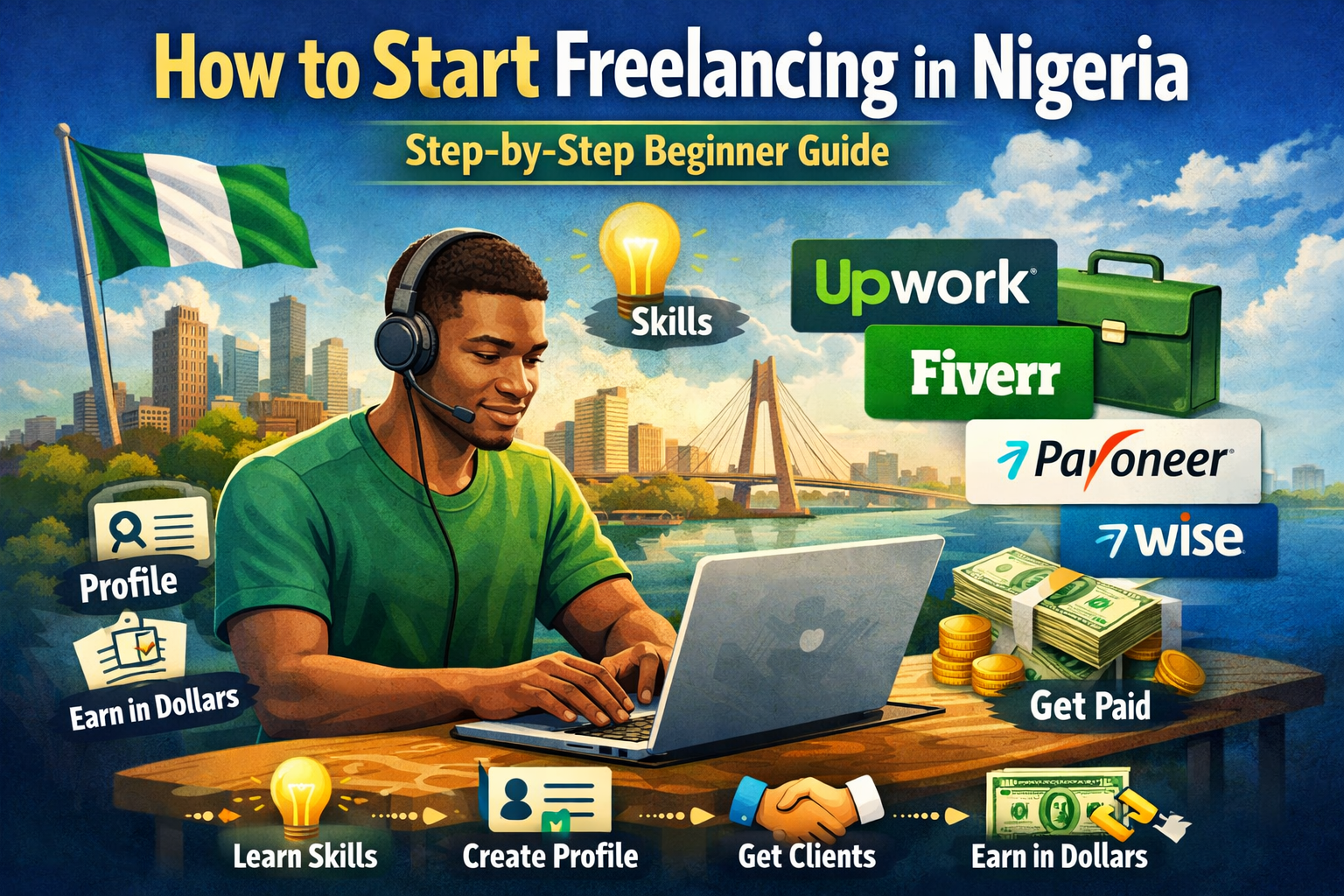 freelancing Nigeria beginner guide, how to earn dollars online Nigeria, Upwork Nigeria guide, Fiverr Nigeria
