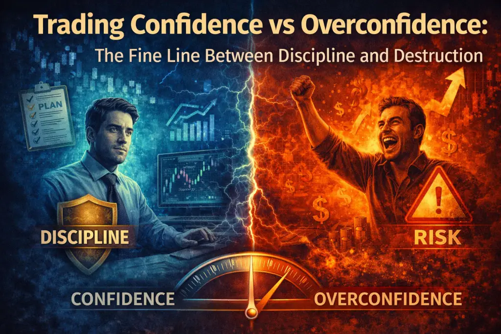 overconfidence trading, trader psychology confidence, trading mistakes confidence, building confidence trading, trading mindset confidence, trading discipline confidence, emotional trading confidence