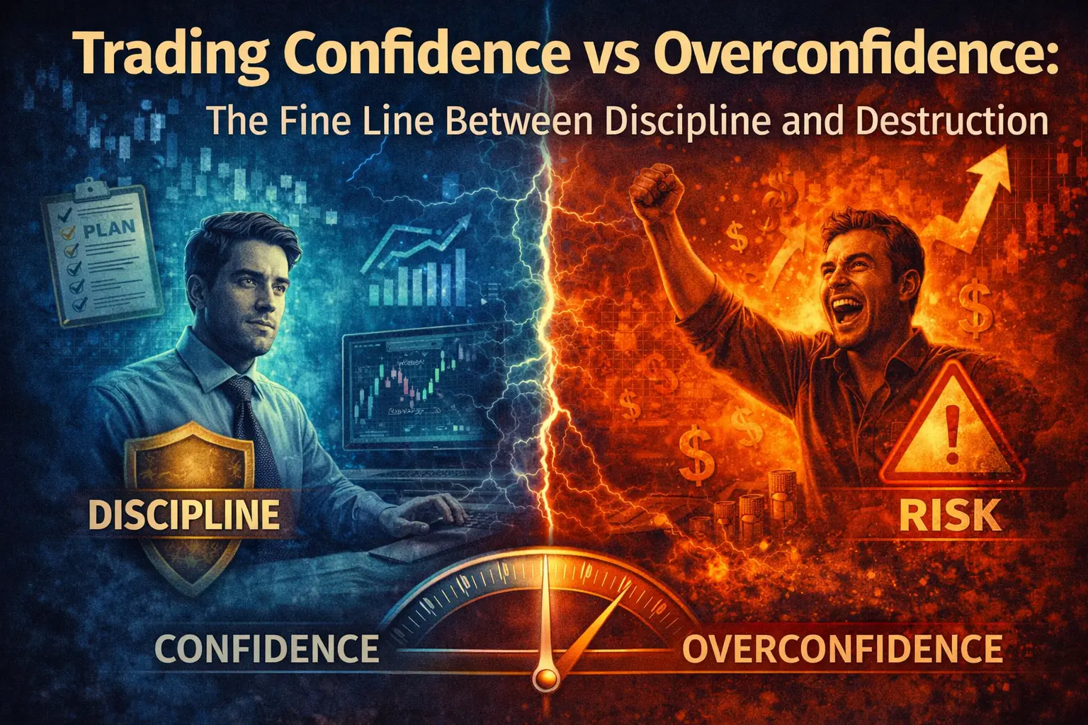 overconfidence trading, trader psychology confidence, trading mistakes confidence, building confidence trading, trading mindset confidence, trading discipline confidence, emotional trading confidence